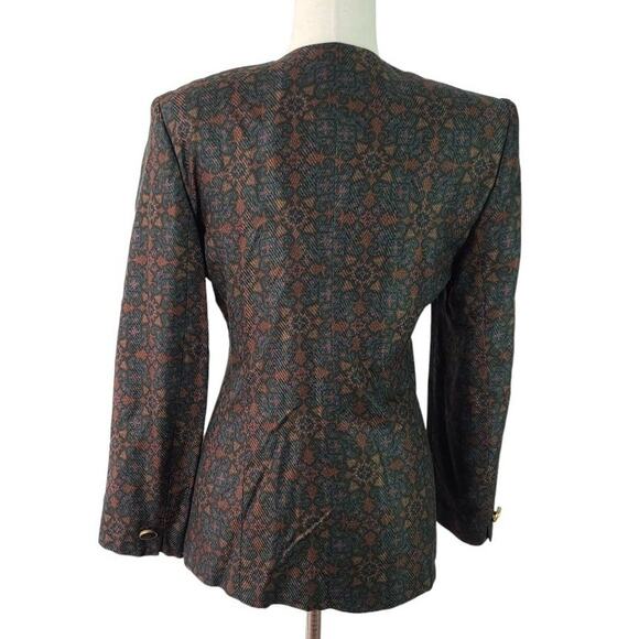 Michelle Stuart Rust Blue Copper Paisley Vintage Jacket & Skirt Set Size 6 - Picture 3 of 6